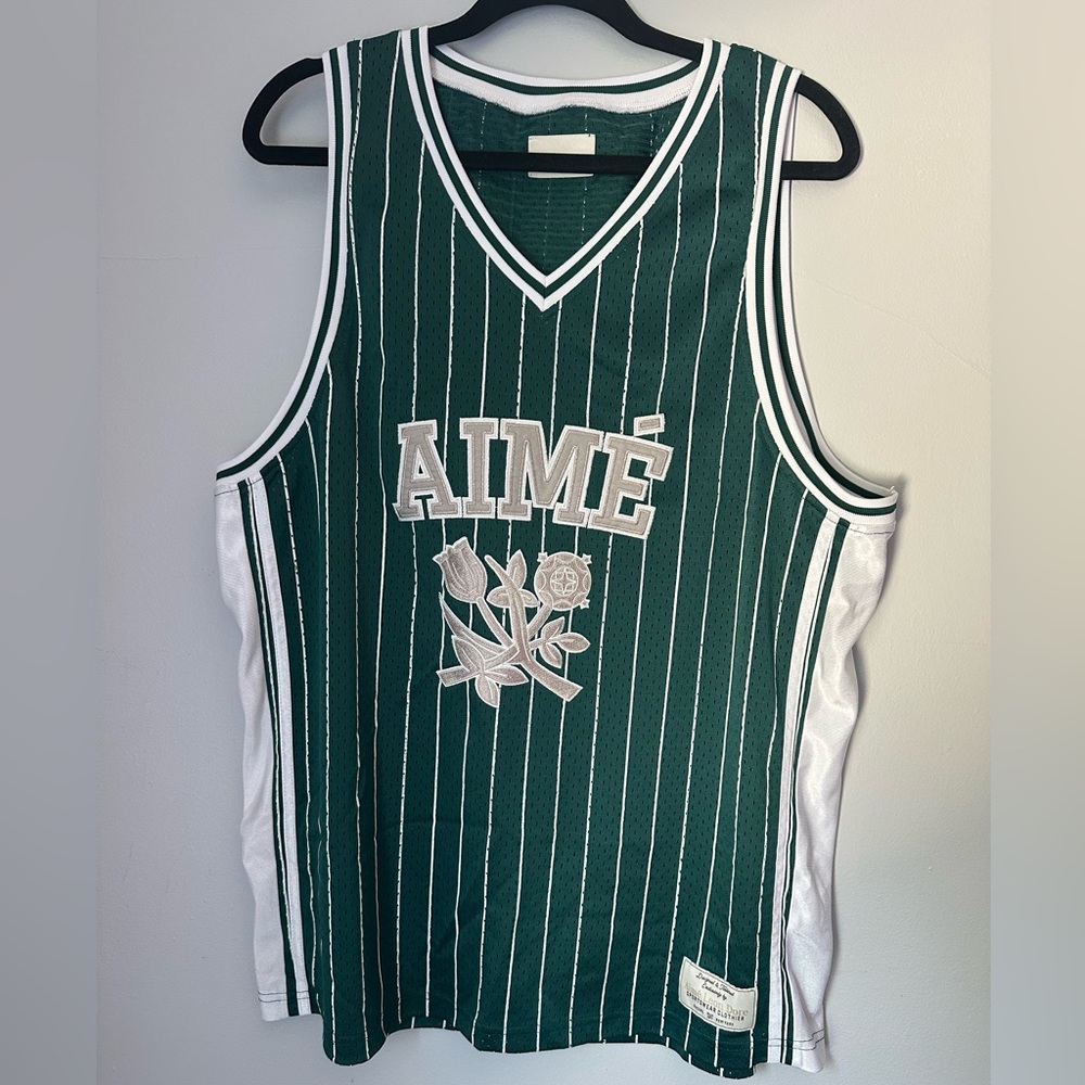Aime Leon Dore Green and White Striped Accent Jersey